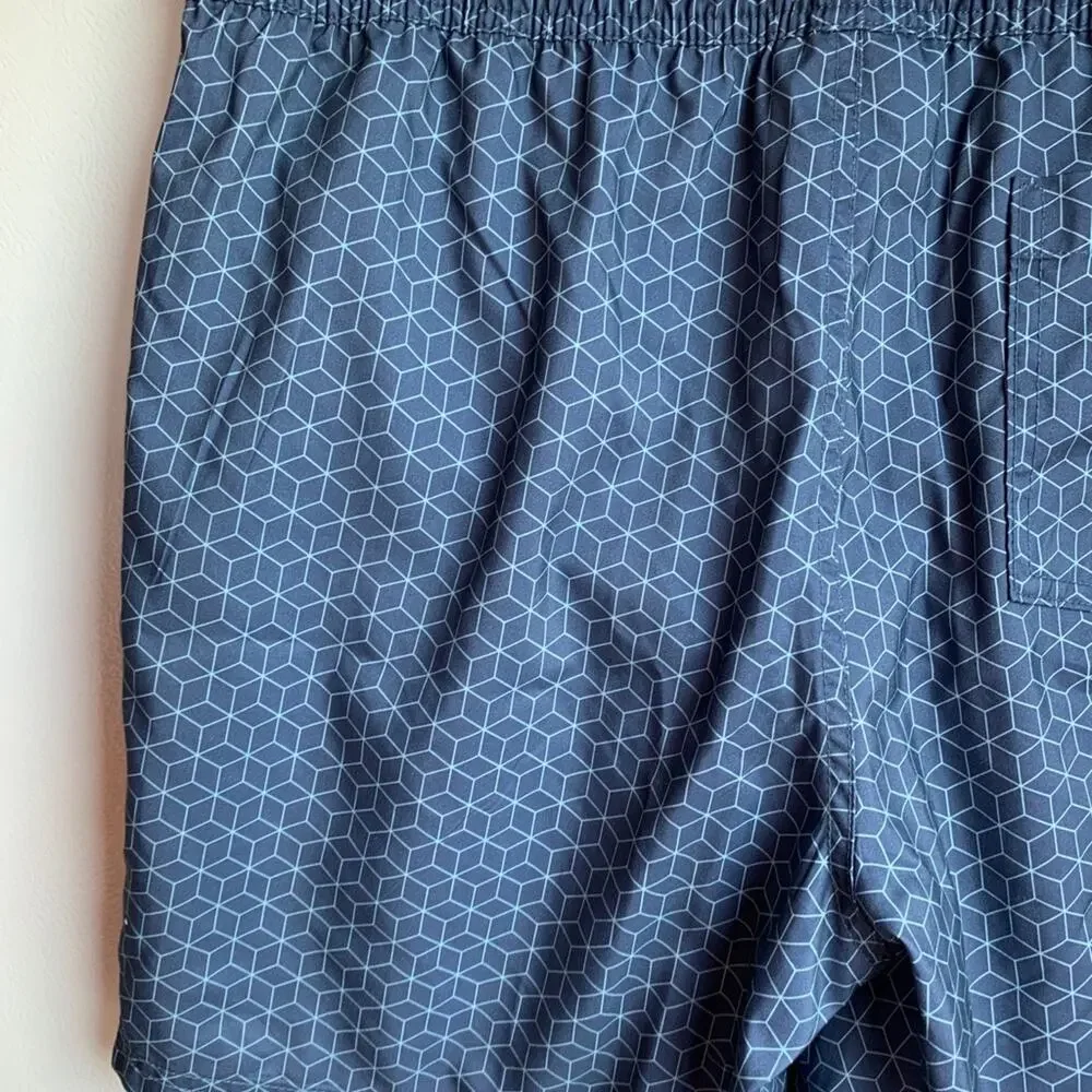 GOODFELLOW & CO Men’s Blue Abstract Fully Lined Swim Trunks / Size: Large